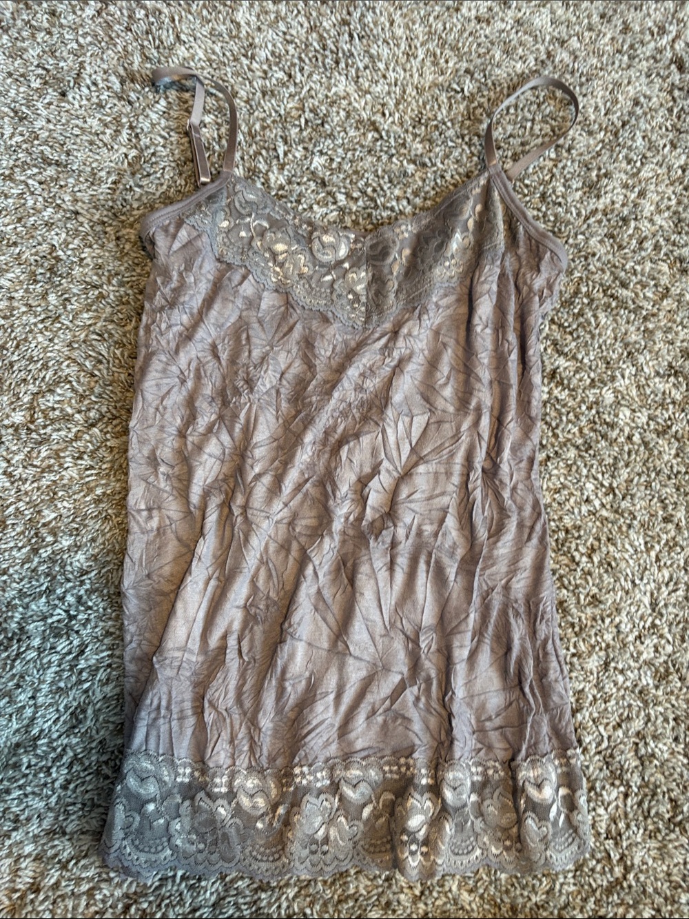 dressbarn Taupe Lace-Trim Camisole